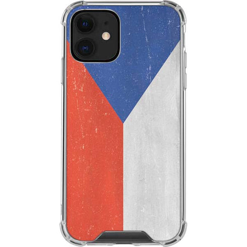 Czech Republic Flag Distressed iPhone 12 Clear Case